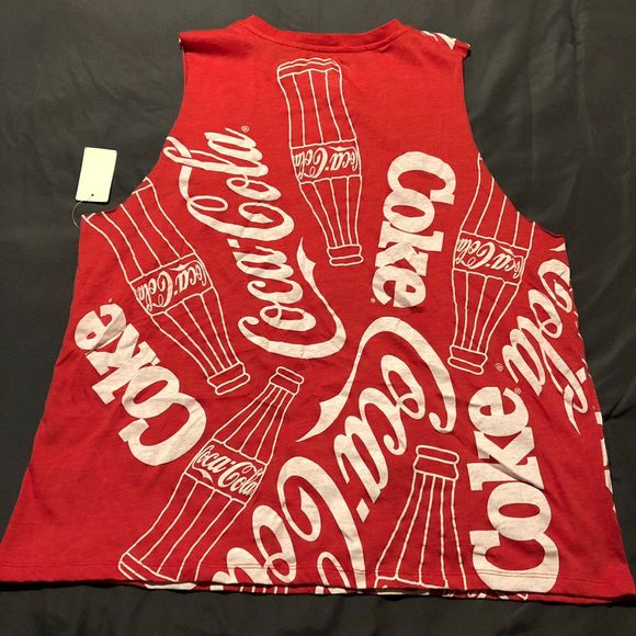 2020 Coca-Cola Red Cut Off Sleeve Summer Tank Top White Logo Stamp Size XXL 2X - Picture 4 of 8